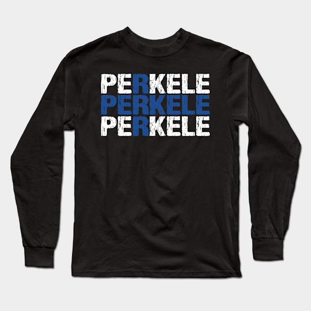 Perkele Finnish Flag Distressed Long Sleeve T-Shirt by Nirvanibex